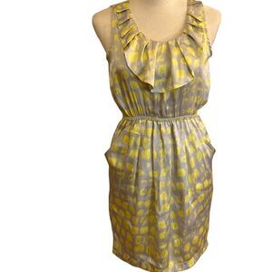 Emmalee Gray and Yellow Smudge Dot Dress, size M